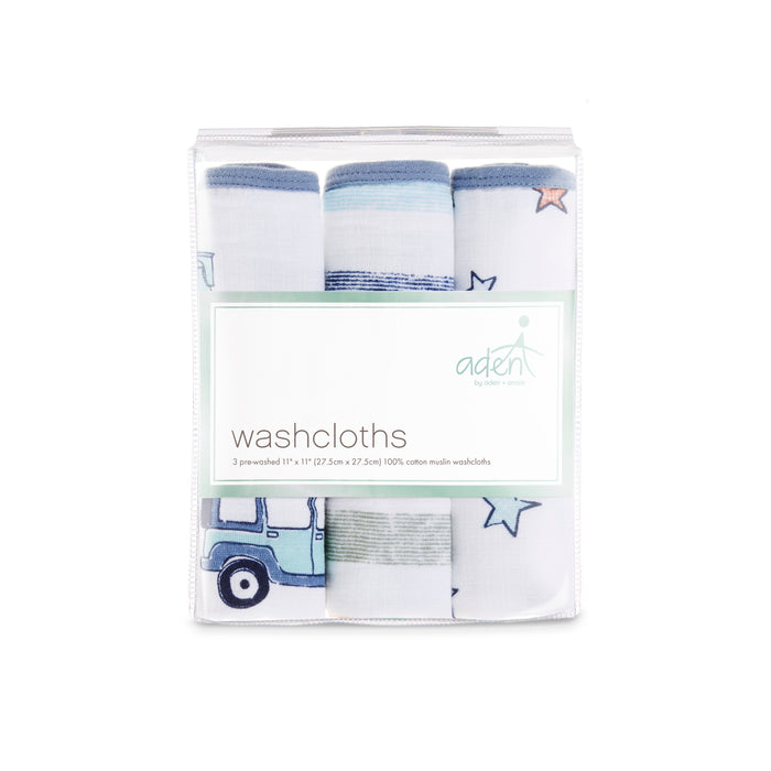 Aden by Aden and Anais Washcloth Sets 3-pack Hit the Road