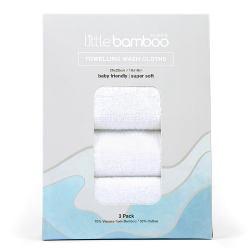 Little Bamboo - Towelling Washer 3-pack Super Soft Natural