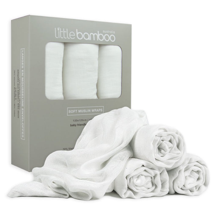 Little Bamboo - Swaddling Muslin Wraps 3 pack Natural