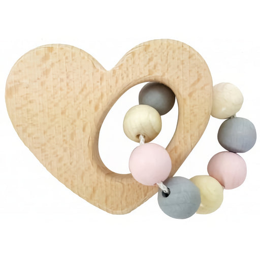 Hess Spielzeug - Rattle Heart in Natural Pink Made in Germany