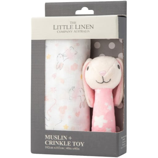 Little Linen - TLLC Muslin Wrap & Crinkle Toy Ballerina Bunny