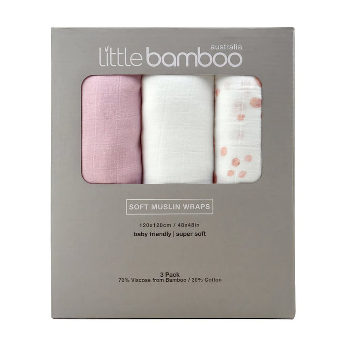 Little Bamboo - Swaddling Muslin Wraps 3 pack Dusty Pink